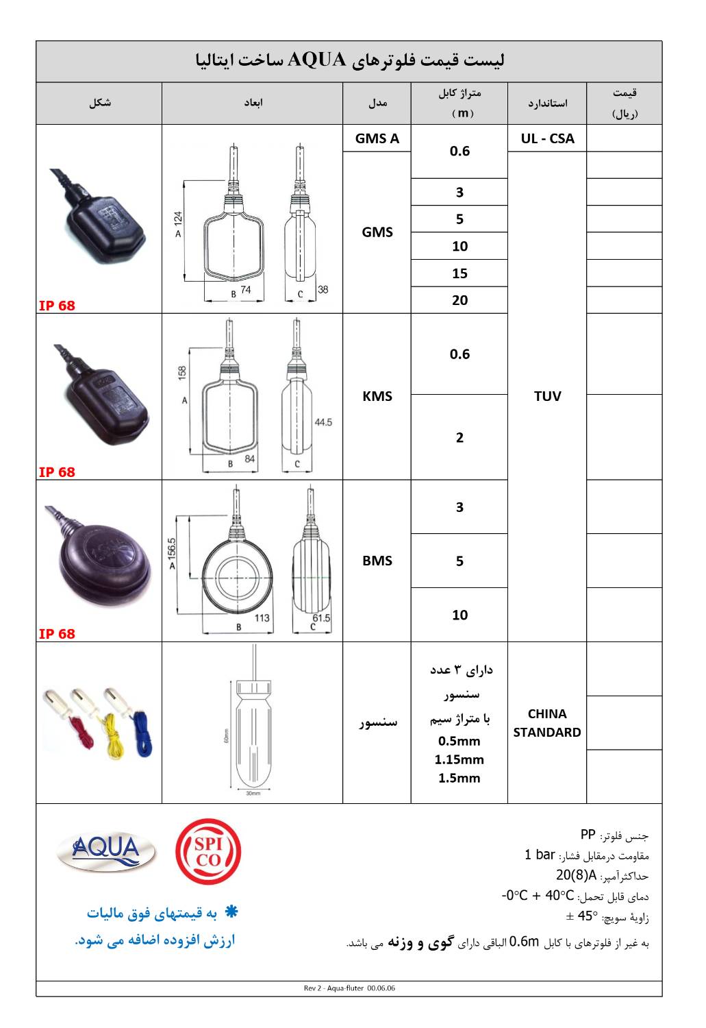 کاتالوک فلوتر  اکوا 