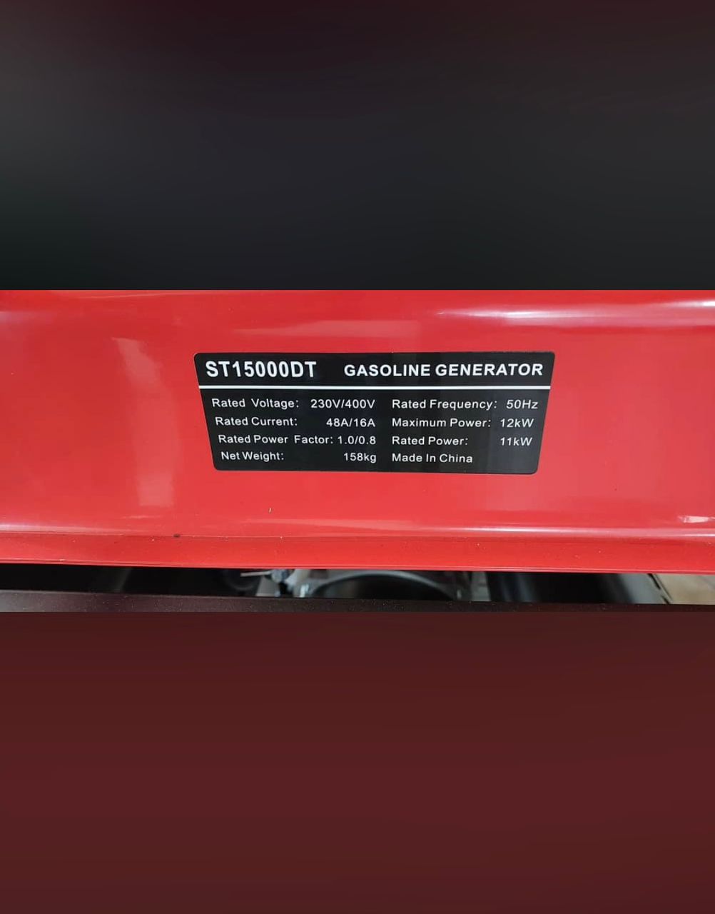 پلاک ژنراتور برق بنزینی استریم ۱۲KW استارتی همراه باتری و چهار چرخ صنعتی - تکنوپمپ تهران