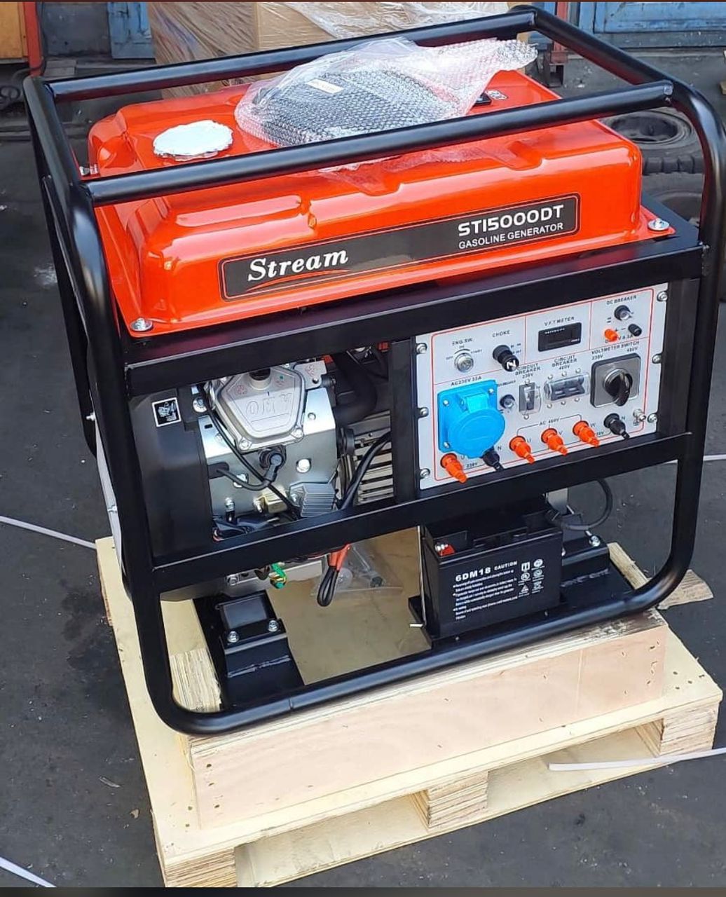 عکس ژنراتور برق بنزینی استریم ۱۲KW استارتی همراه باتری و چهار چرخ صنعتی - تکنوپمپ تهران