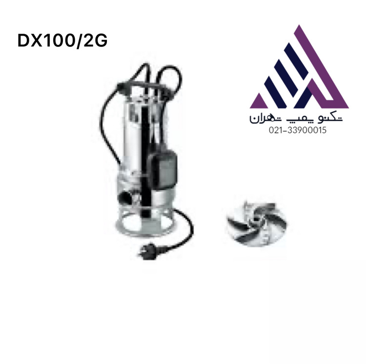 پمپ لجنکش پنتاکس مدل DX100/2G | بدنه استیل 304 | تکفاز 2 اسب | خروجی 2 اینچ | مناسب فاضلاب و پساب صنعتی
