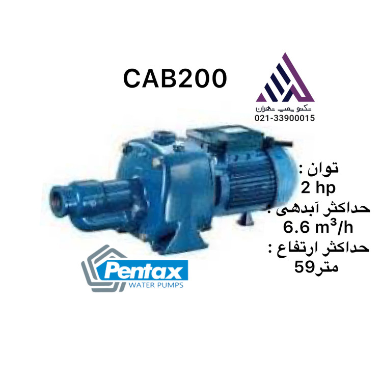 پنتاکس | پمپ آب خود مکش دو پروانه نوریل | مدل DAB200/00 | دو اسب | تکفاز | 1 اینچ