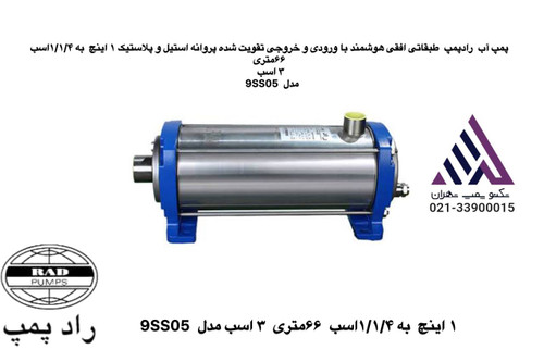 رادپمپ | پمپ طبقاتی افقی هوشمند | مدل 9SS06 | تکفاز | 3 اسب | خروجی وردی 1 اینچ تقویت شده | هد 66 متر