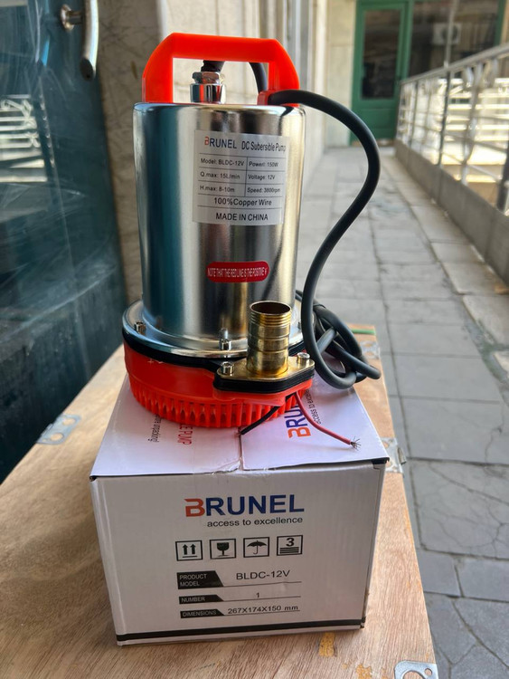 برونل | پمپ کفکش 12ولت | مدل DLDC-12V | هد 8 متر | 150 وات | خروجی 1 اینچ | 15 لیتر بر دقیقه