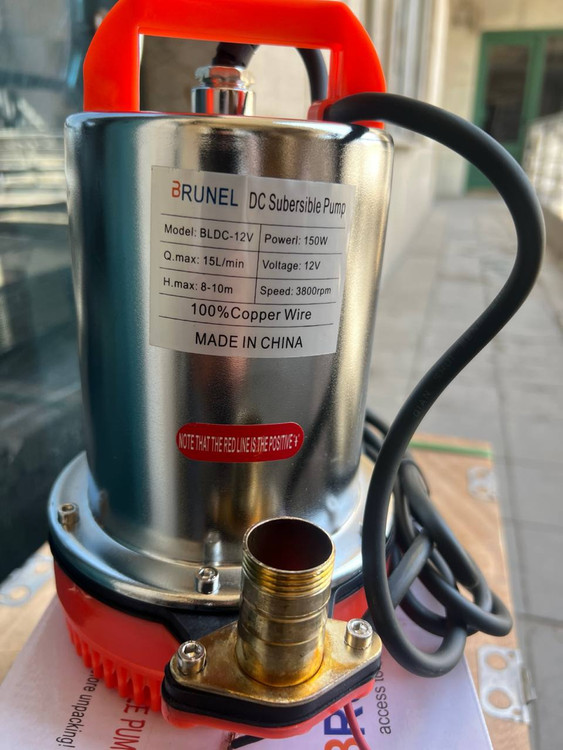 برونل | پمپ کفکش 12ولت | مدل DLDC-12V | هد 8 متر | 150 وات | خروجی 1 اینچ | 15 لیتر بر دقیقه