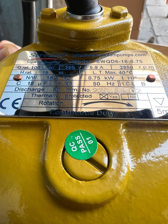 استریم | پمپ آب لجن کش | مدل SWQD6-16-0.75 | تکفاز 1 اسب | خروجی 2 اینچ | هد 16 متر