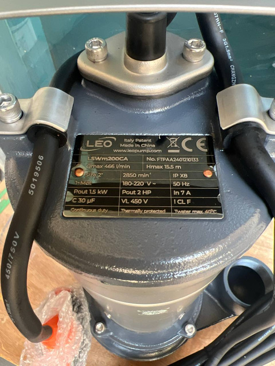 لئو | لجن کش بدنه استیل خردکن دار فلوتر دار| مدل LSWM200CA | تکفار | 2 اسب | خرروجی 2 اینچ | هد 19/5 متر