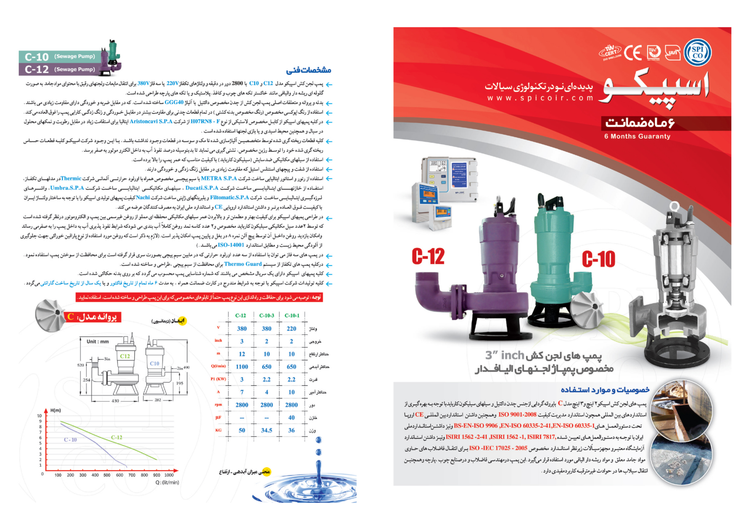 نمای پمپ لجن کش اسپیکو خروجی ۳ اینچ مدل C-12-3-OV6 | تکنو پمپ تهران